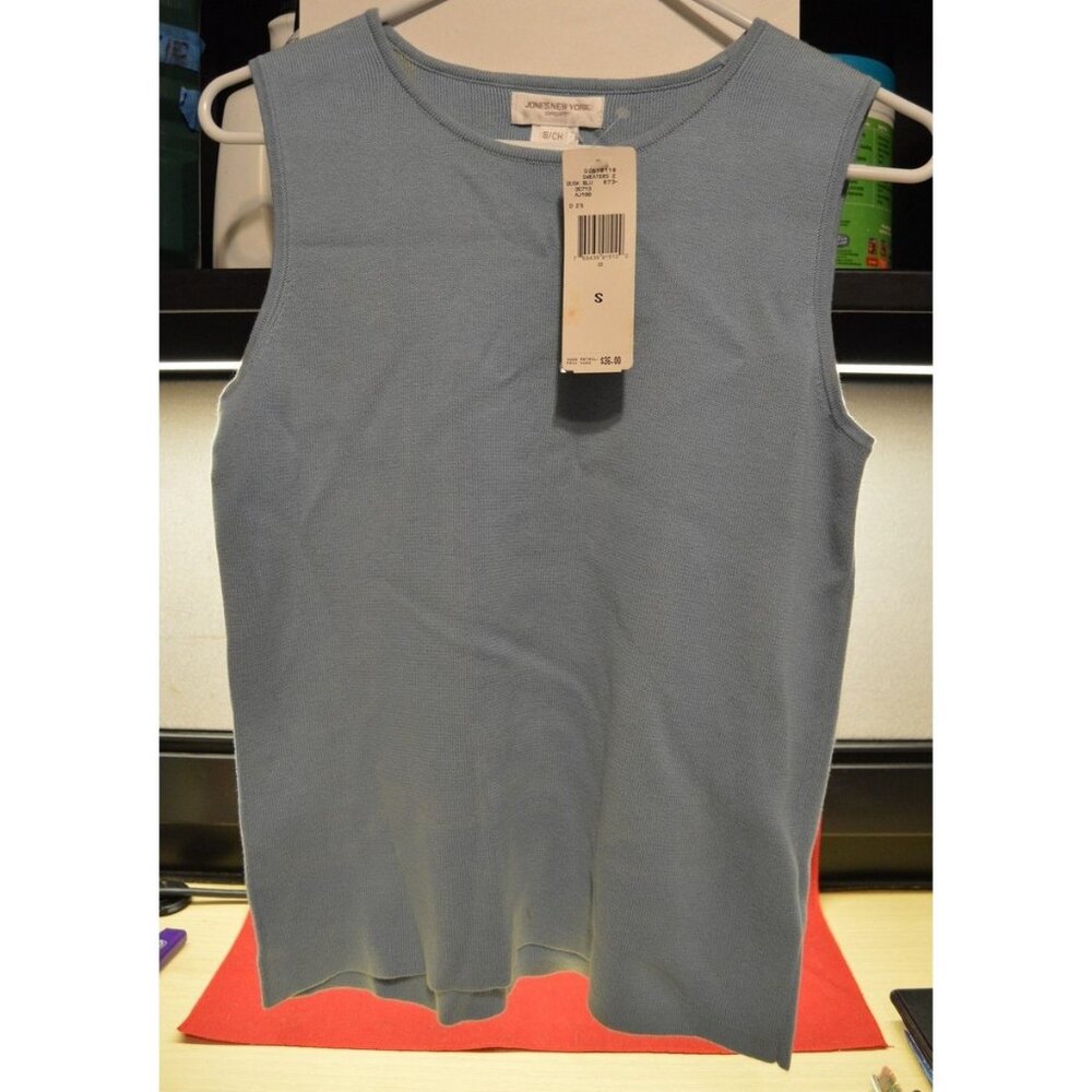 NWT Jones New York Sport Knit Sweater Top Blouse Dusk Blue Women's Size S/CH